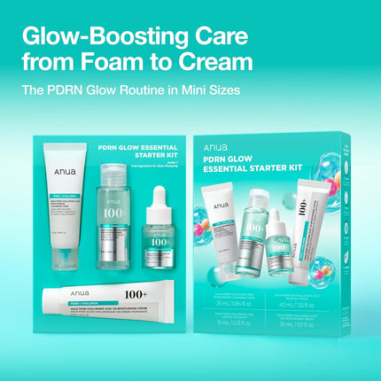Anua Salmon DNA PDRN Glow Essential Starter Kit, Hyaluronic Acid Skincare Set, Glass Skin Routine