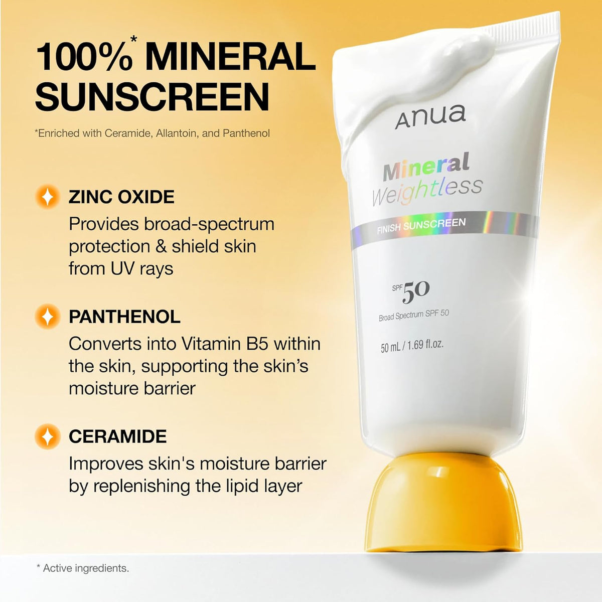 Anua Mineral Weightless Finish Sunscreen SPF 50 – Protector Mineral de Amplio Espectro 50ml