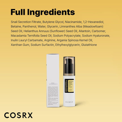 COSRX Snail Mucin Peptide Under Eye Cream 25ml 73.7% de mucina de caracol y niacinamida, crema de ojos antienvejecimiento