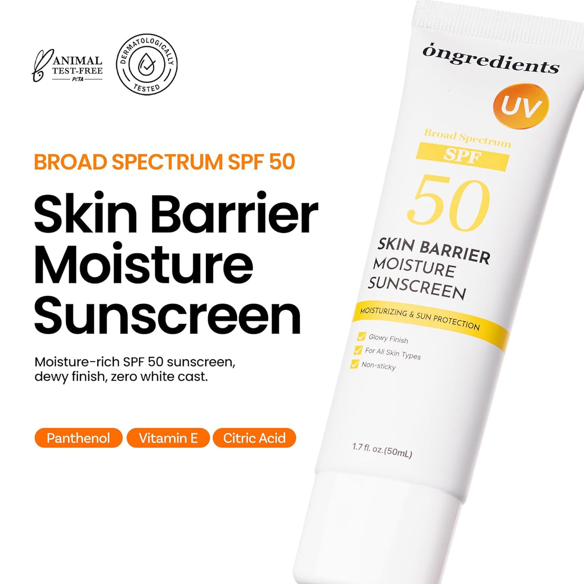 Ongredients Skin Barrier Moisture Sun Cream SPF50+ PA++++ 50ml