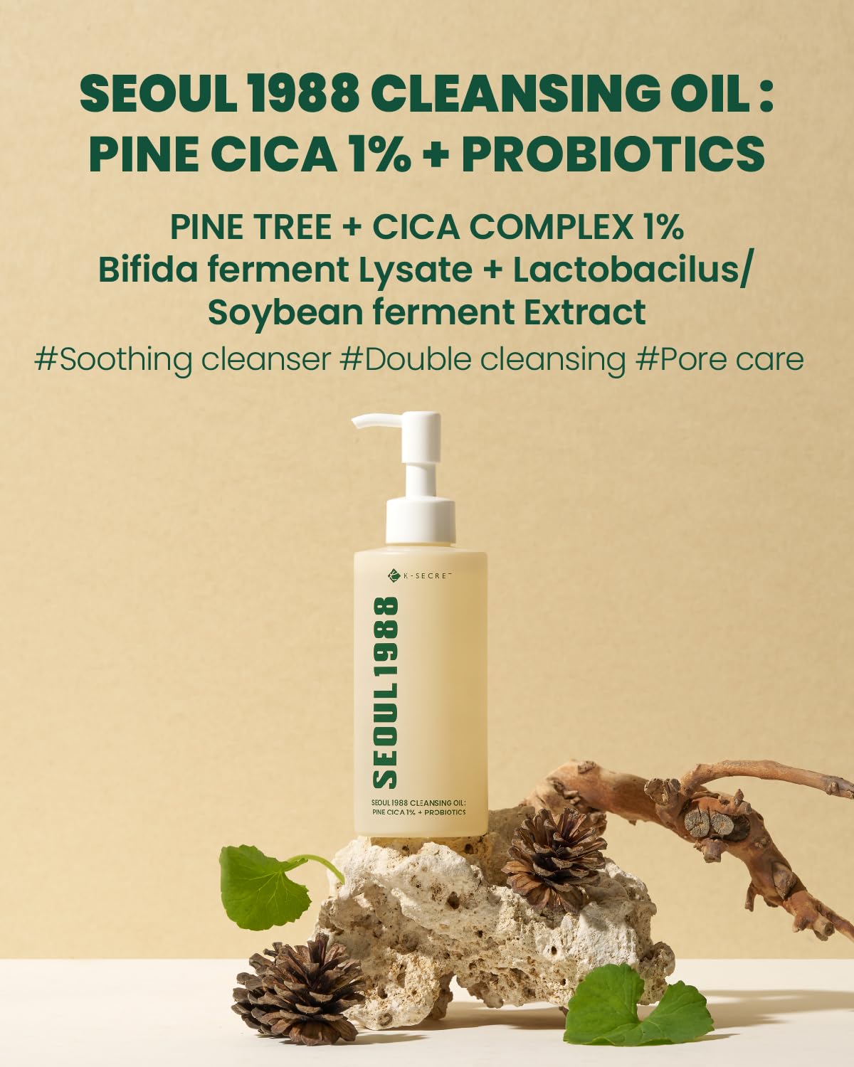 K-Secret Seoul 1988 Aceite Limpiador – Pine Cica 1% + Probióticos 150 ml