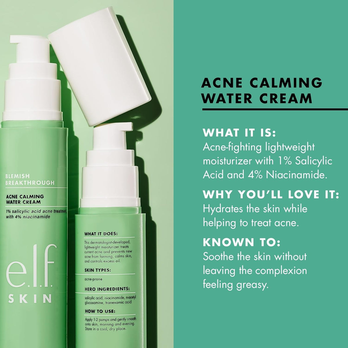 e.l.f. SKIN Blemish Breakthrough - 50ml Crema calmante y ligera, que combate las imperfecciones