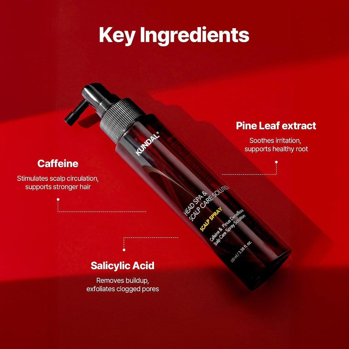 KUNDAL Head Spa & Scalp Care+ Scalp Tonic – Tónico Capilar con Cafeína 100 ml
