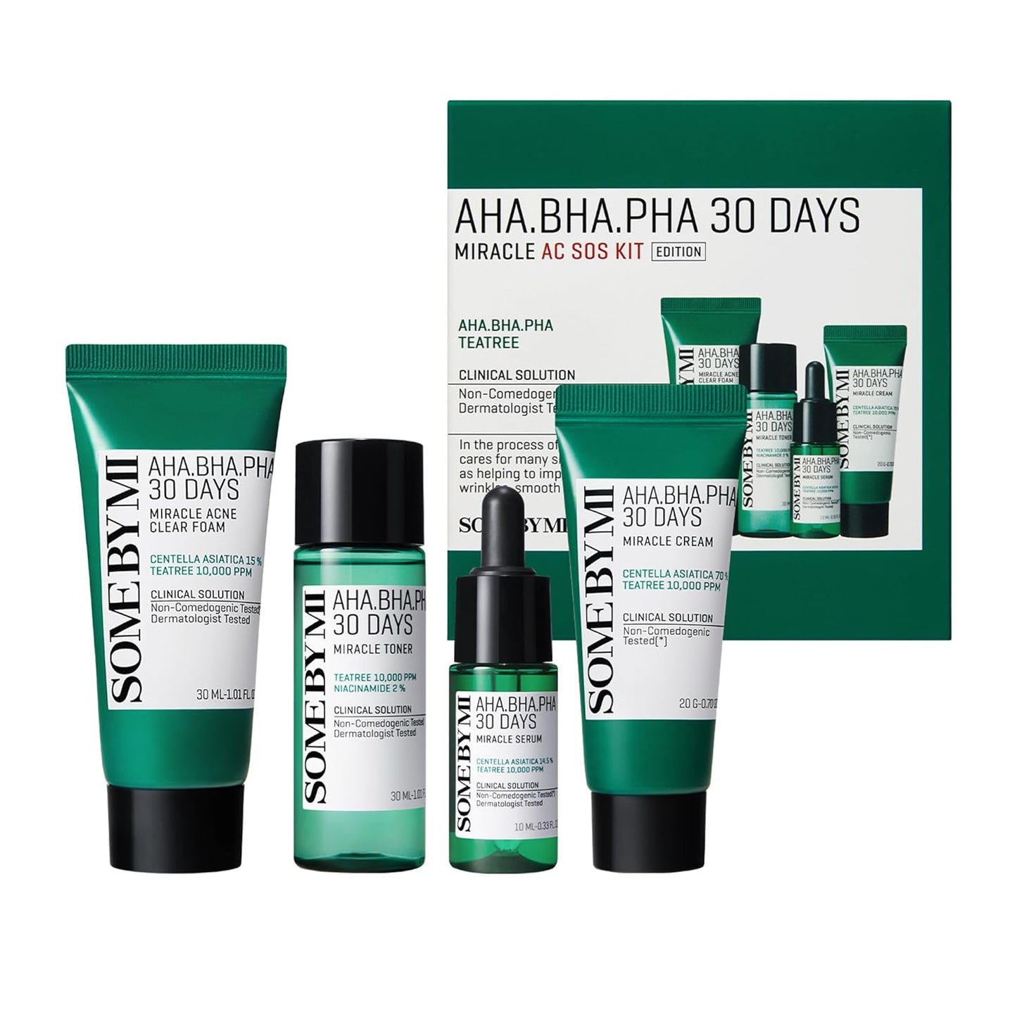 SOME BY MI, AHA. BHA. PHA 30 Days Miracle AC SOS Kit, Edición, Kit de 4 piezas