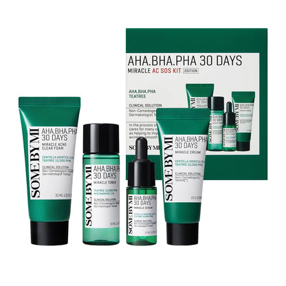 SOME BY MI, AHA. BHA. PHA 30 Days Miracle AC SOS Kit, Edición, Kit de 4 piezas