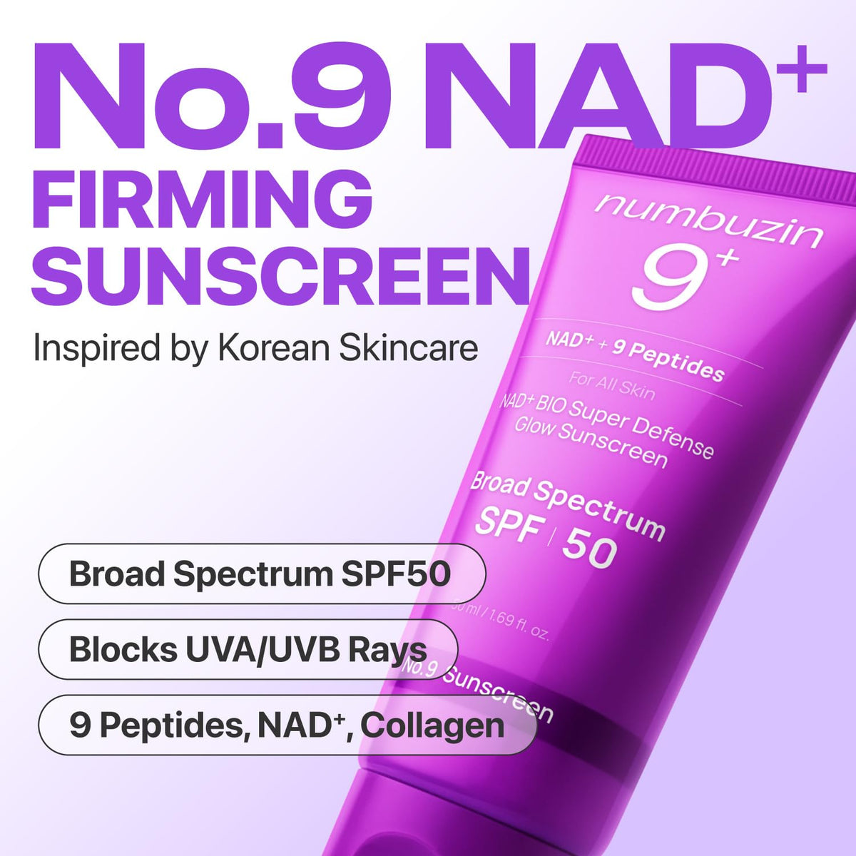 Numbuzin No.9 NAD+ BIO Super Defense Glow Sunscreen 50ml