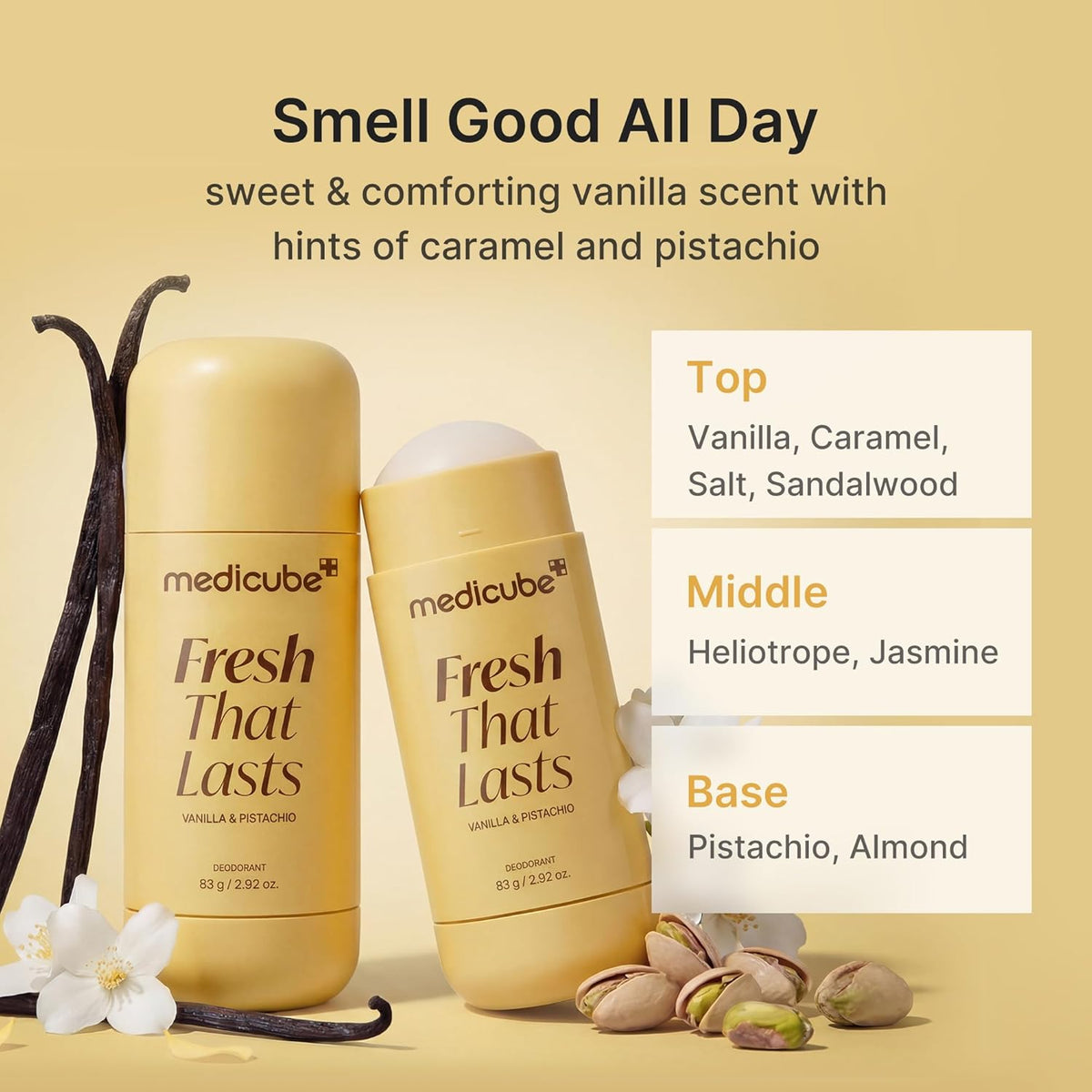 Medicube Kojic Acid & Turmeric Aluminum-Free Deodorant – Vanilla & Pistachio 82.8 g