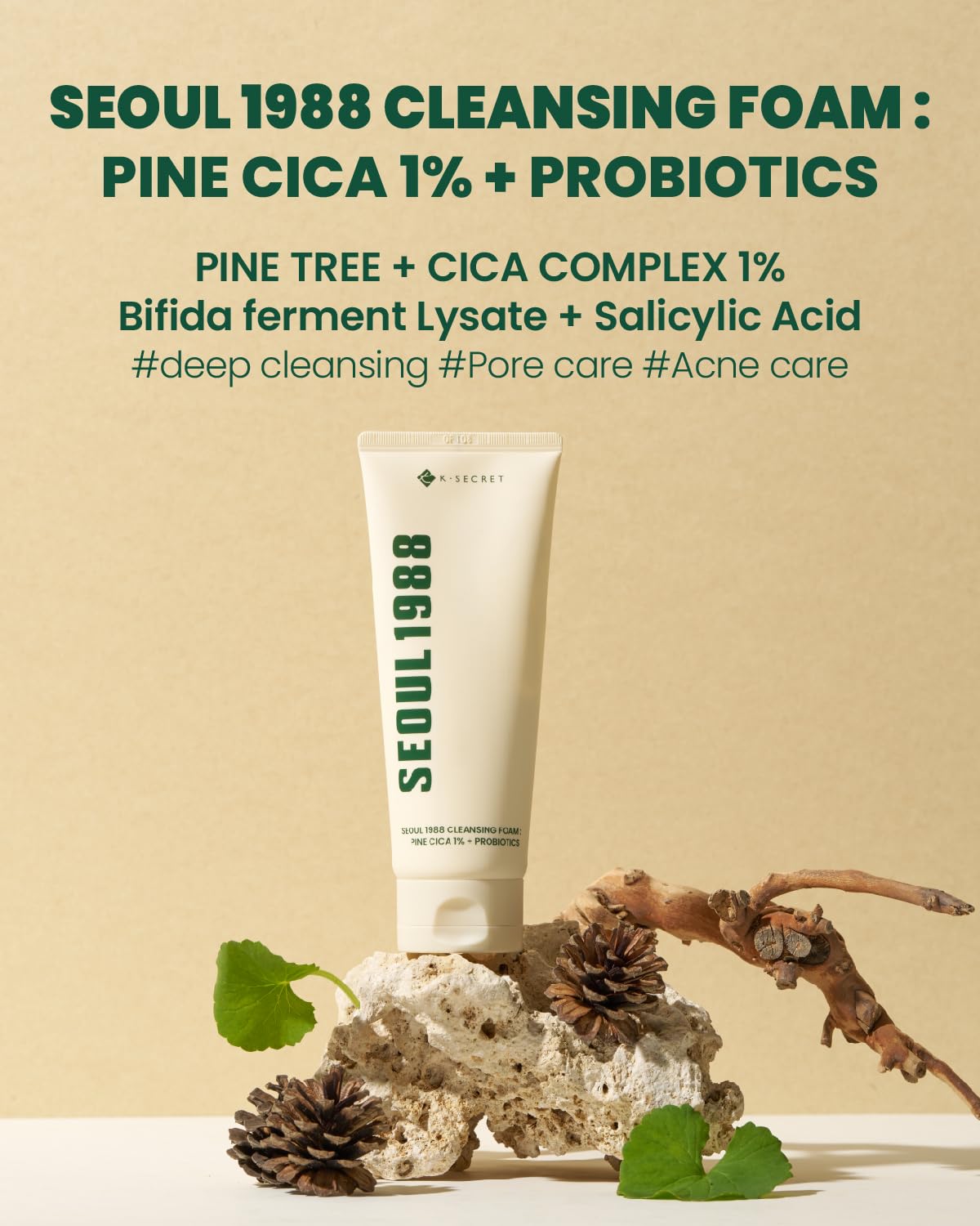KSECRET Espuma limpiadora: Pino Cica 1% + Probióticos 150ml