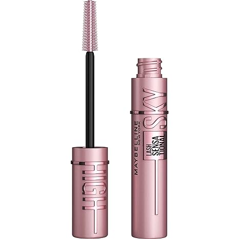 Maybelline Sky High Lavable Mascara Maquillaje, voluminizante, Construible, Mascara de alargamiento, Definición, Curling, Multiplicación, Lavable Muy Negro