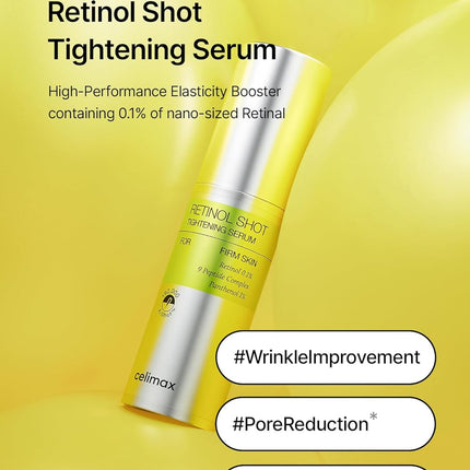 celimax The Vita A Retinol Shot Suero tensor con retinol puro de vitamina A, péptido, minimizador de poros, arrugas y líneas finas