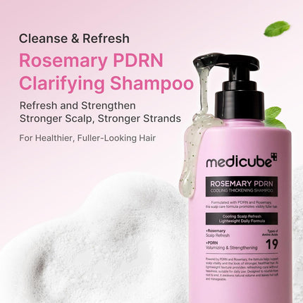 Medicube  Set Rosemary PDRN Thickening Shampoo, acondicionador y serum