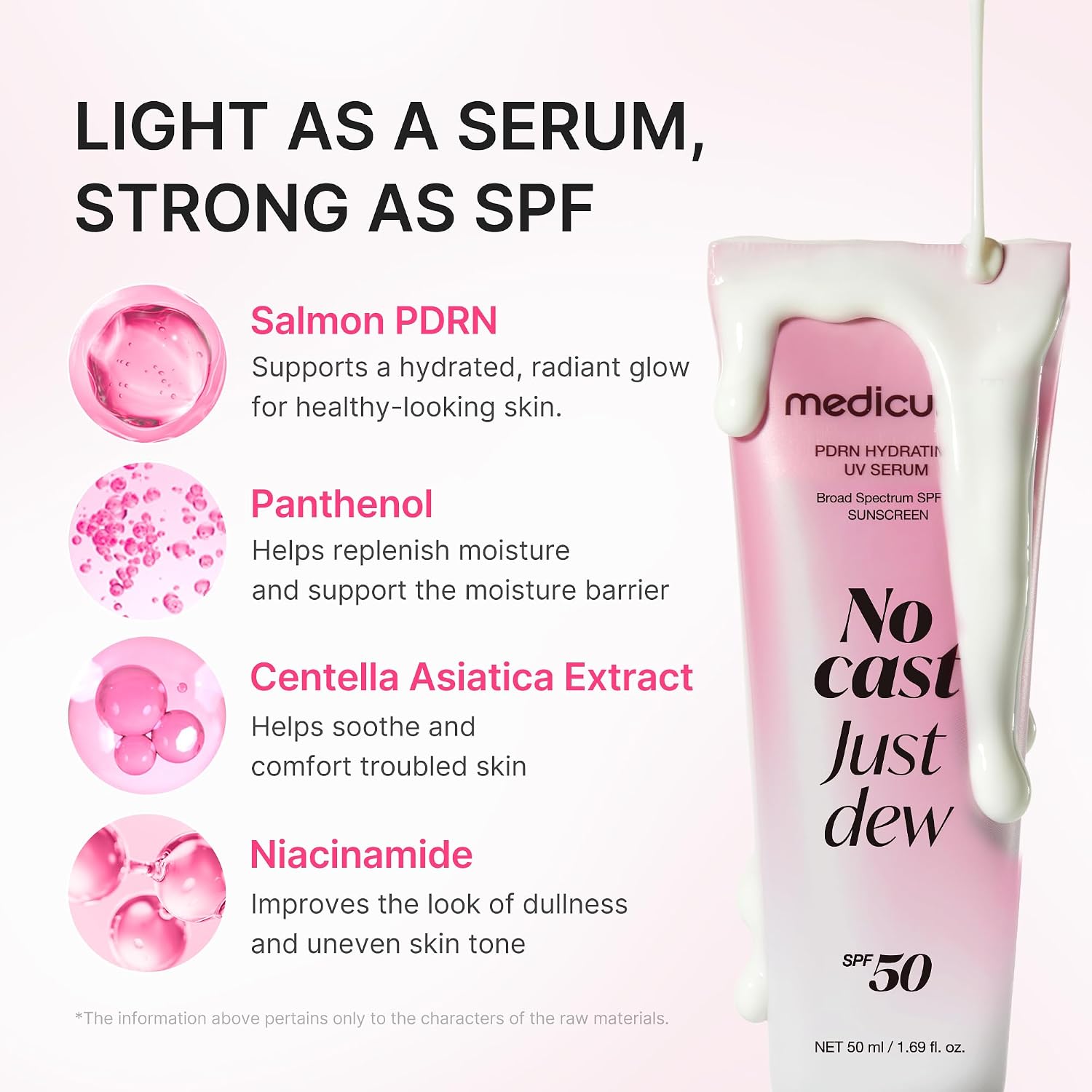 medicube No Cast Just Glow 50ml- ProtectoMedicube No Cast Just Dew PDRN Hydrating UV Sun Serum SPF 50 – Protector Solar Hidratante 50 ml