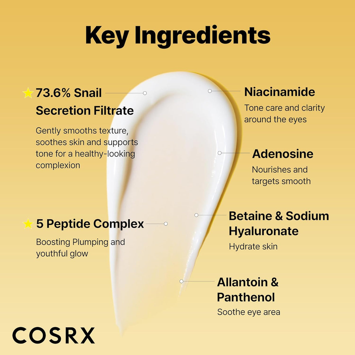COSRX Snail Mucin Peptide Under Eye Cream 25ml 73.7% de mucina de caracol y niacinamida, crema de ojos antienvejecimiento