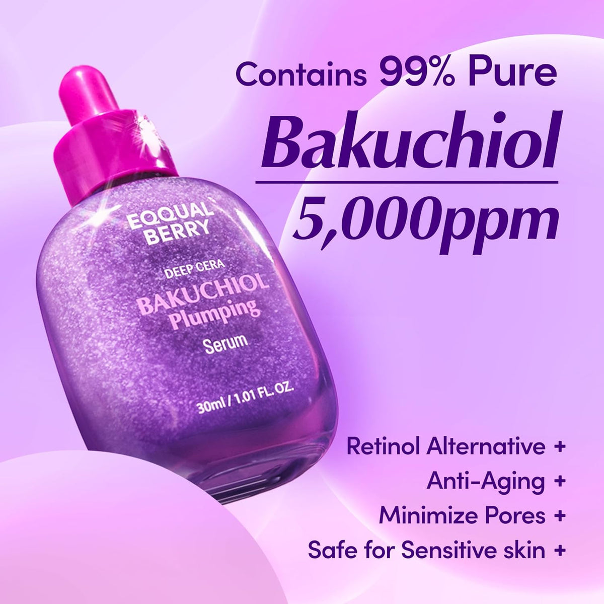 Eqqual Berry Bakuchiol Plumping Serum Minimizador de poros y arrugas 30ml