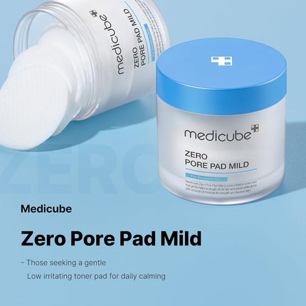 Medicube Zero Pore Pads Mild 2.0 (70 Pads) - Gentle Calming Toner Pads for Exfoliation, Minimizing Pores