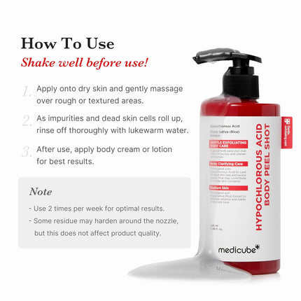 Medicube Body Peel Shot with Hypochlorous Acid – Sérum Exfoliante Corporal 150 ml