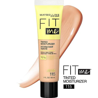 Maybelline Fit Me Crema hidratante tintada, cobertura natural, maquillaje facial