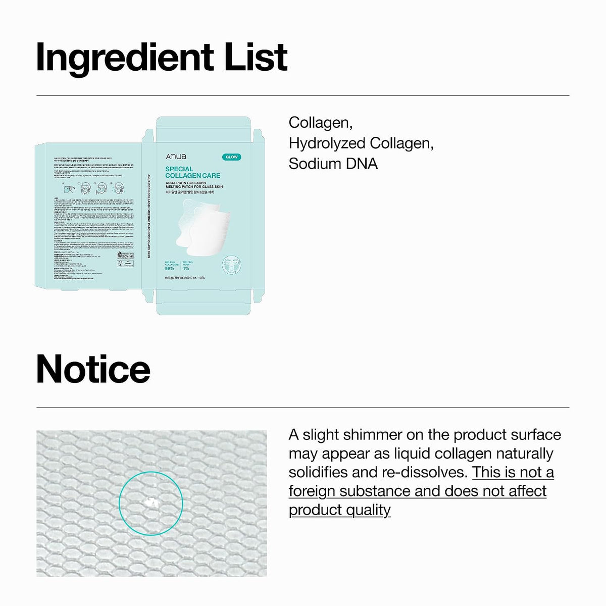 ANUA PDRN Collagen Melting Patch for Glass Skin – Parches de Colágeno y PDRN para Líneas de Expresión