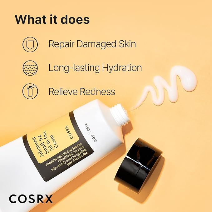 COSRX Snail Mucin 92% Crema Reparadora Daily Face Gel Moisturizer, Acne-prone,Para piel sencible, Korean Skincare 50ml