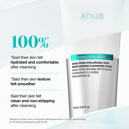 Anua PDRN Hyaluronic Acid Moisturizing Cleansing Foam – Espuma Limpiadora Hidratante 150ml