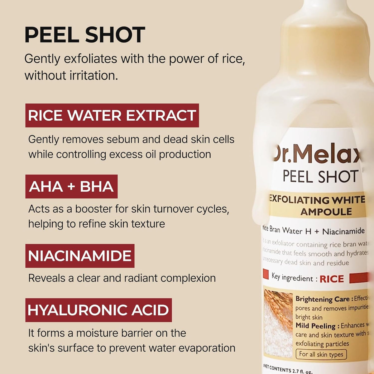 Dr. Melaxin - Peel Shot Exfoliating White Rice Ampoule - 80ml