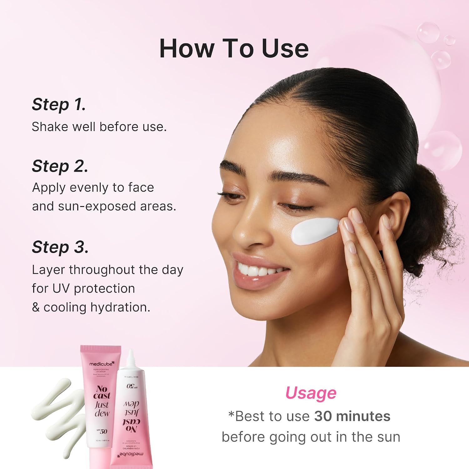 medicube No Cast Just Glow 50ml- ProtectoMedicube No Cast Just Dew PDRN Hydrating UV Sun Serum SPF 50 – Protector Solar Hidratante 50 ml