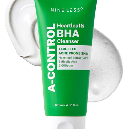 Nineless A-Control Heartleaf & BHA - Limpiador facial exfoliante coreano con ácido salicílico