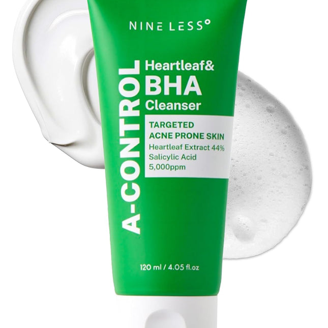 Nineless A-Control Heartleaf & BHA - Limpiador facial exfoliante coreano con ácido salicílico