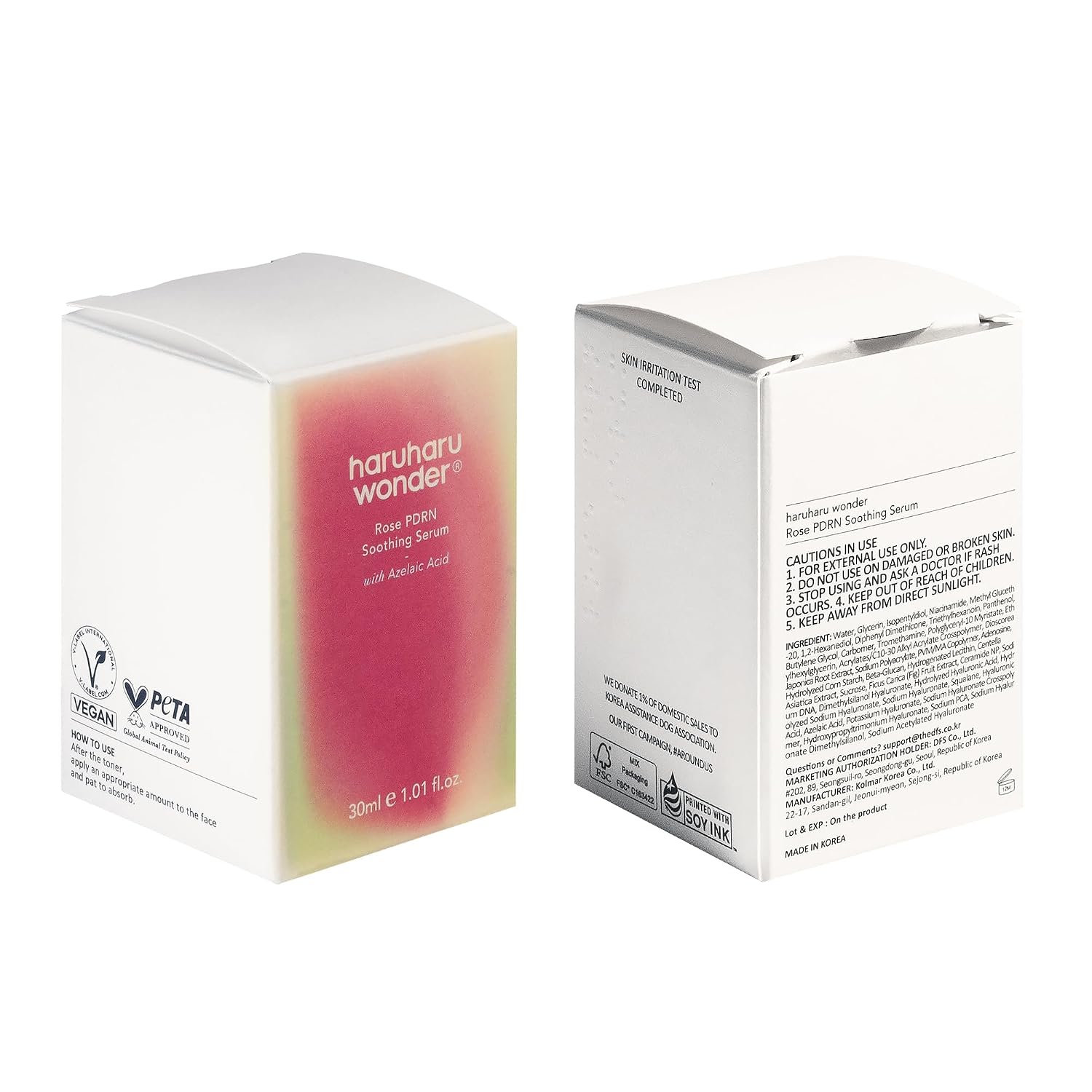 HaruHaruharu Wonder Rose PDRN Soothing Serum calmante con acido azelaico 30 ml