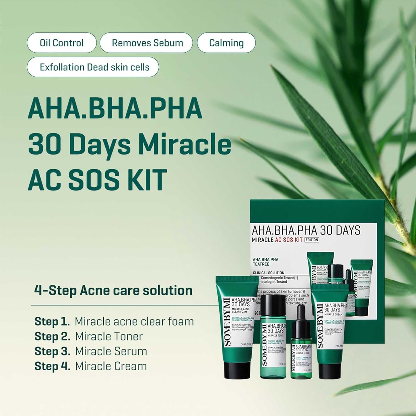 SOME BY MI, AHA. BHA. PHA 30 Days Miracle AC SOS Kit, Edición, Kit de 4 piezas