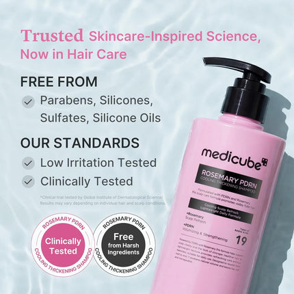 Medicube  Set Rosemary PDRN Thickening Shampoo, acondicionador y serum