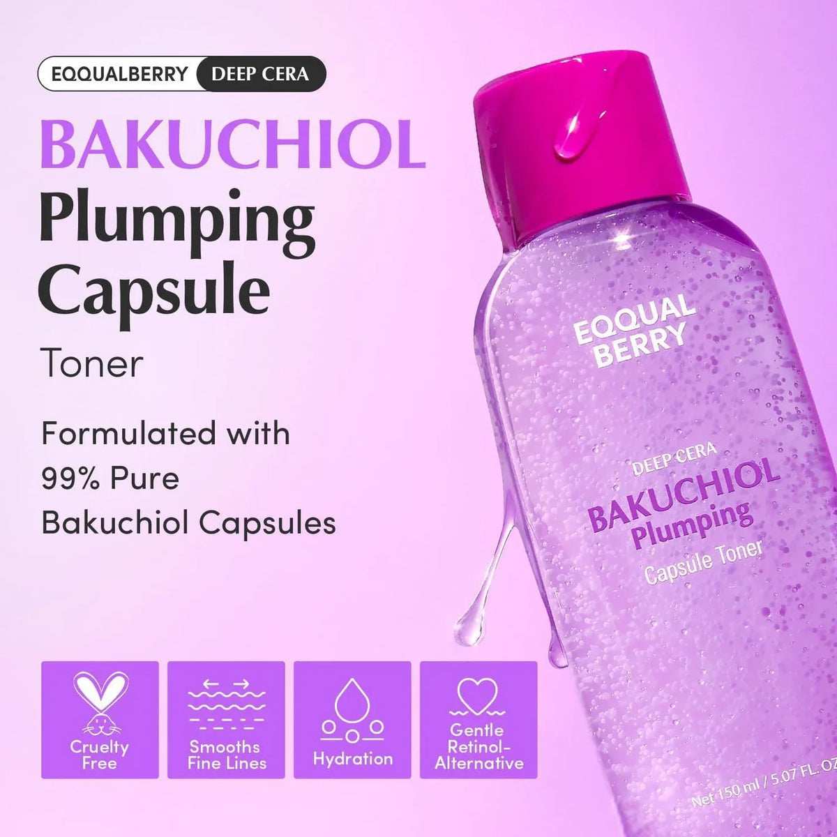 EQUALBERRY Bakuchiol Plumping Toner – Tónico Reafirmante e Hidratante 150ml