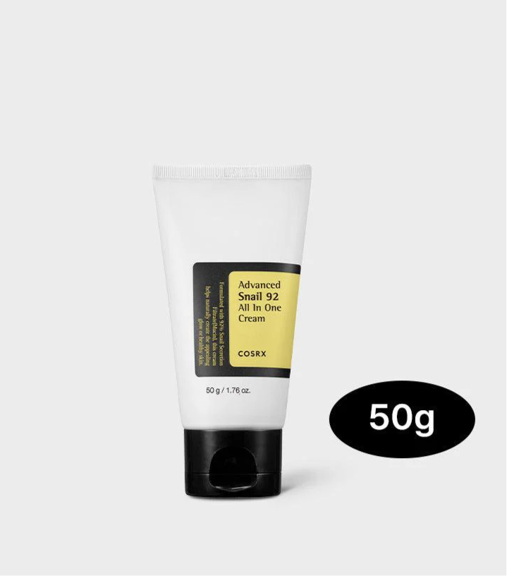 COSRX Snail Mucin 92% Crema Reparadora Daily Face Gel Moisturizer, Acne-prone,Para piel sencible, Korean Skincare 50ml