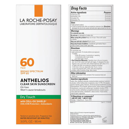 La Roche-Posay Anthelios Clear Skin Dry Touch Face Sunscreen SPF 60