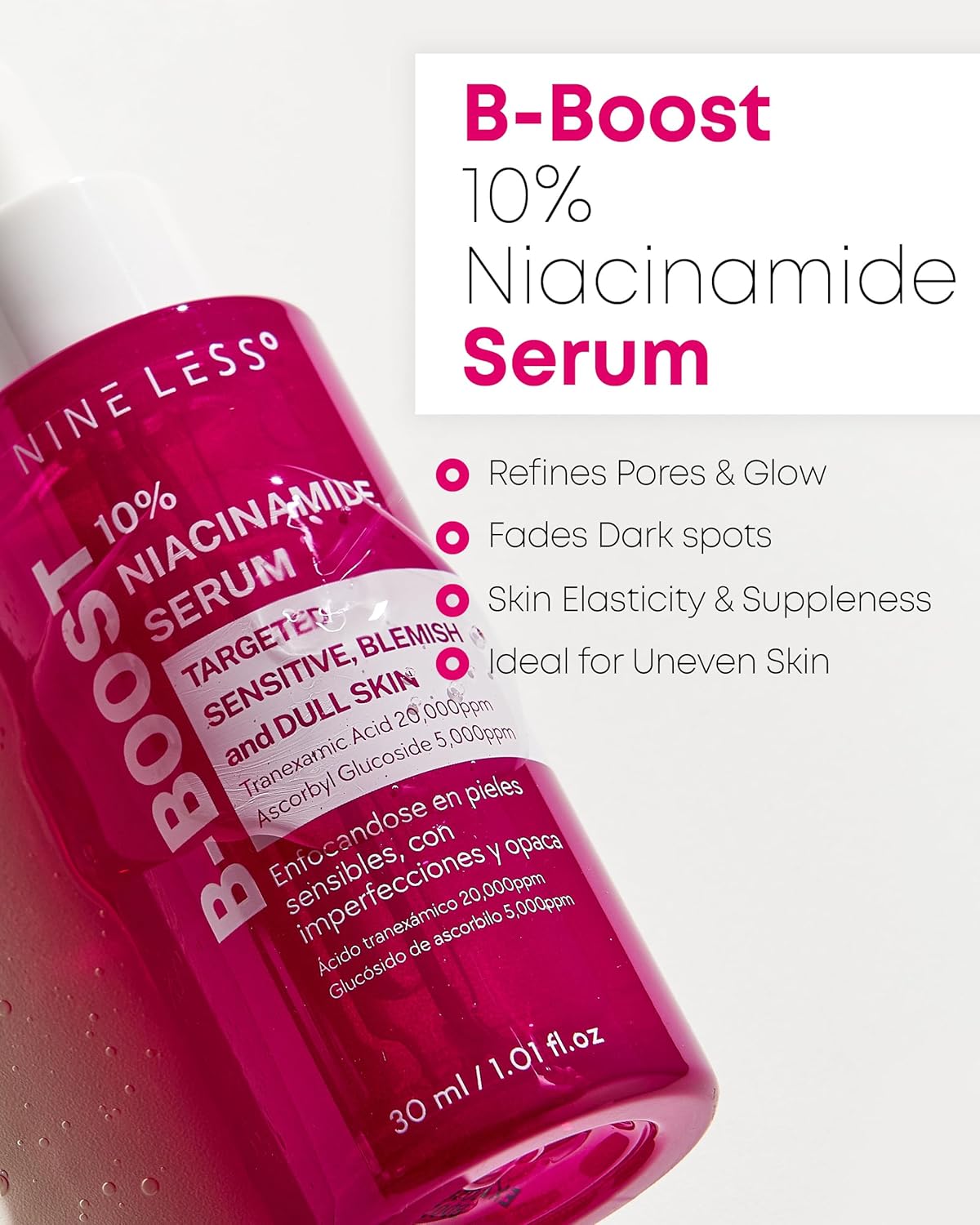 Nineless B-Boost Suero de Niacinamida 10% con Ácido tranexámico y glutatión 30ml
