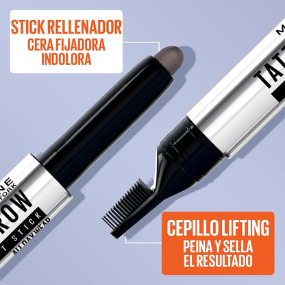 Maybelline Stick de cejas, Efecto laminado, Fórmula en cera, resultado natural, Tattoo Brow Clear (Transparente)