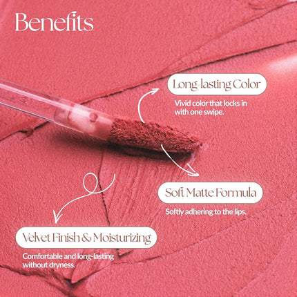 MUZIGAE MANSION Objet - Tinte labial líquido, tinte mate terciopelo, lápiz labial impermeable de larga duración