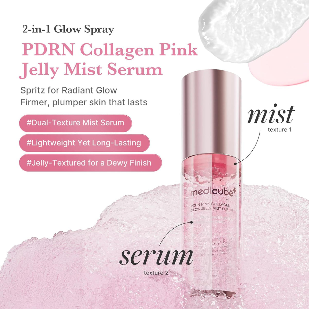 medicube Pink PDRN - Suero de colágeno Glow Jelly Mist 100ml
