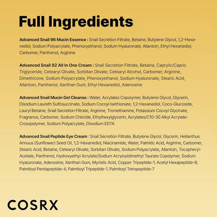 COSRX All About Snail Mucin - Set de cuidado de la piel coreano