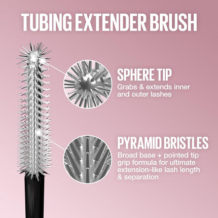 Maybelline Lash Sensational Sky Tubes Tubing Mascara, Extension-Like Lengthening Mascara, 24HR Eye Makeup with Shea Butter & Castor Oil, Very Black