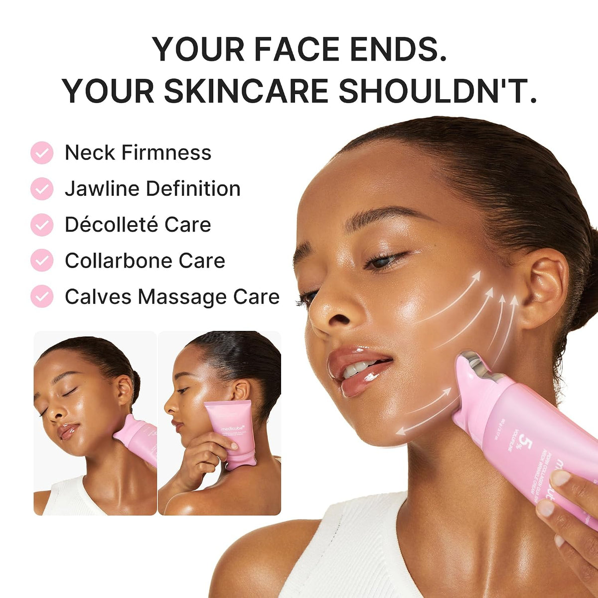 Medicube PDRN Collagen Gua Sha Neck Wrinkle Cream – Crema Reafirmante para Cuello con Gua Sha Integrado 90 g
