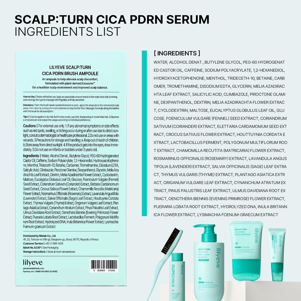 LILYEVE SCALP:TURN CICA PDRN Brush Ampoule – 100 ml