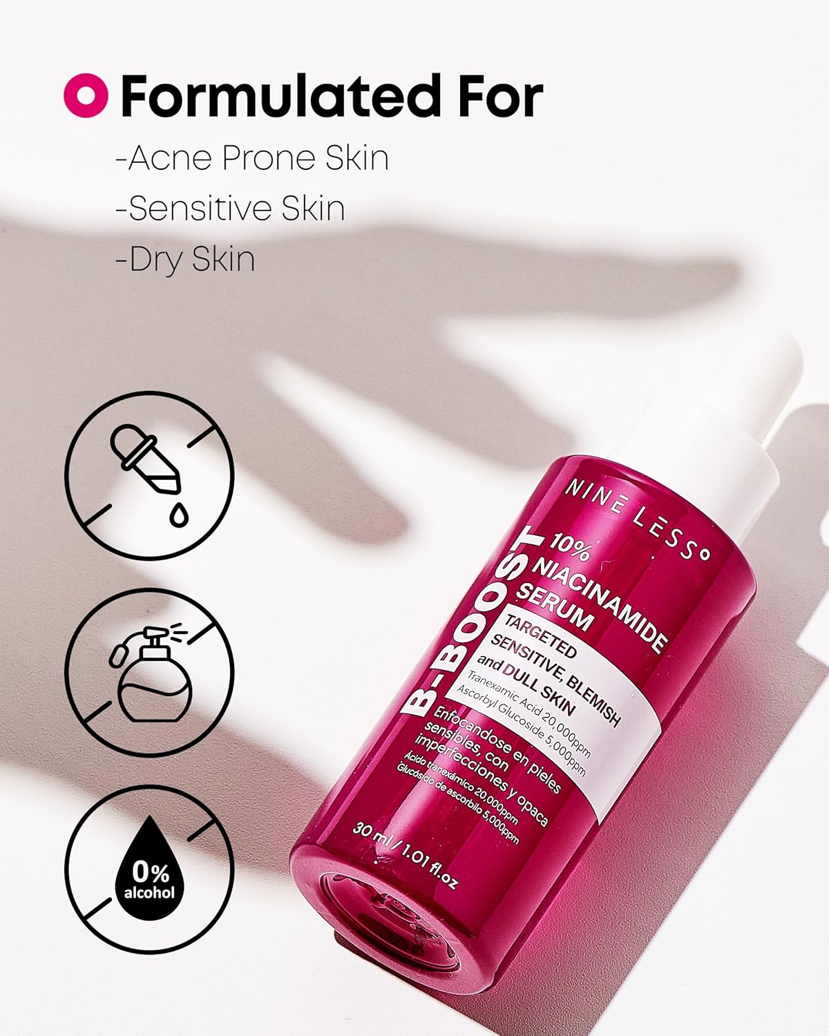 Nineless B-Boost Suero de Niacinamida 10% con Ácido tranexámico y glutatión 30ml
