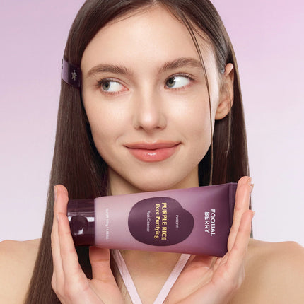 Eqqualberry Purple Rice Pore Purifying Pack Cleanser- Mascarilla de arcilla de doble uso y limpiador de espuma 130g