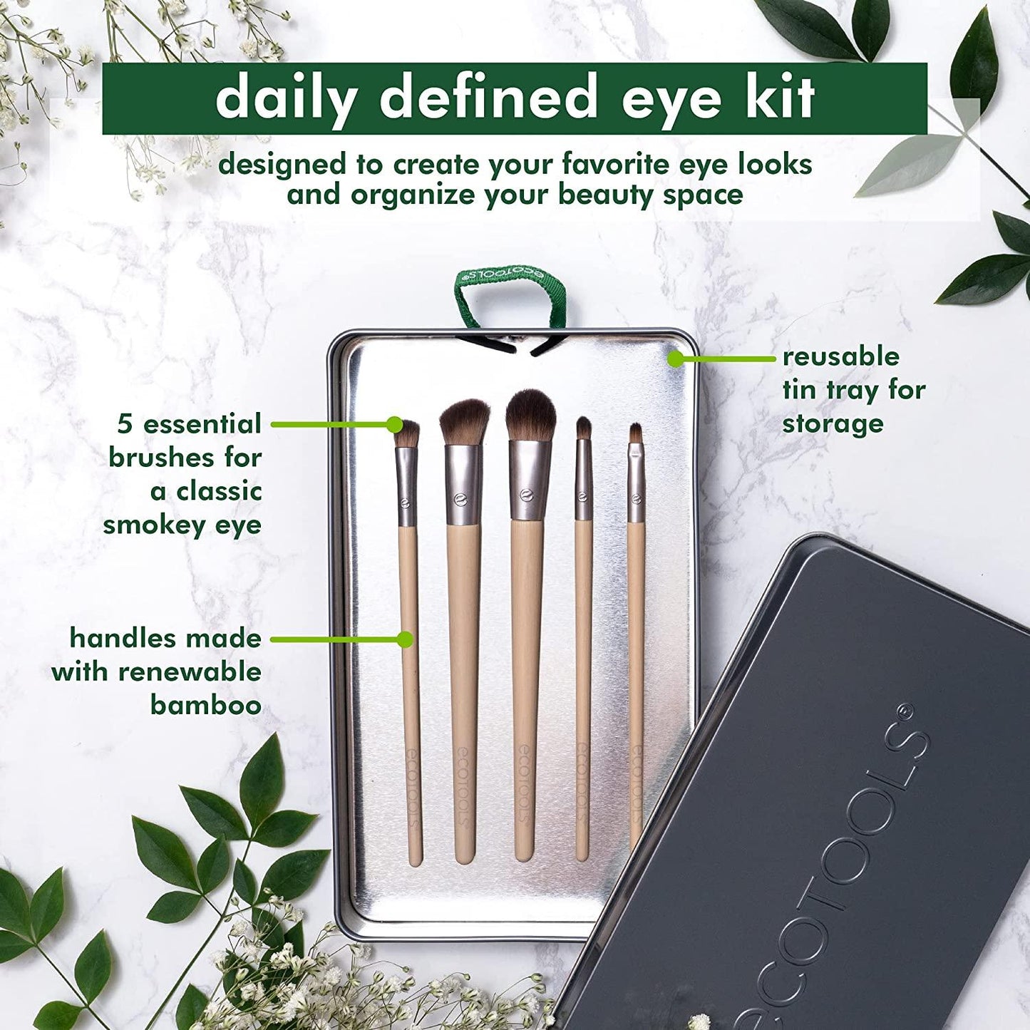 Ecotools Kit de brochas para maquillaje de ojos Daily Defined