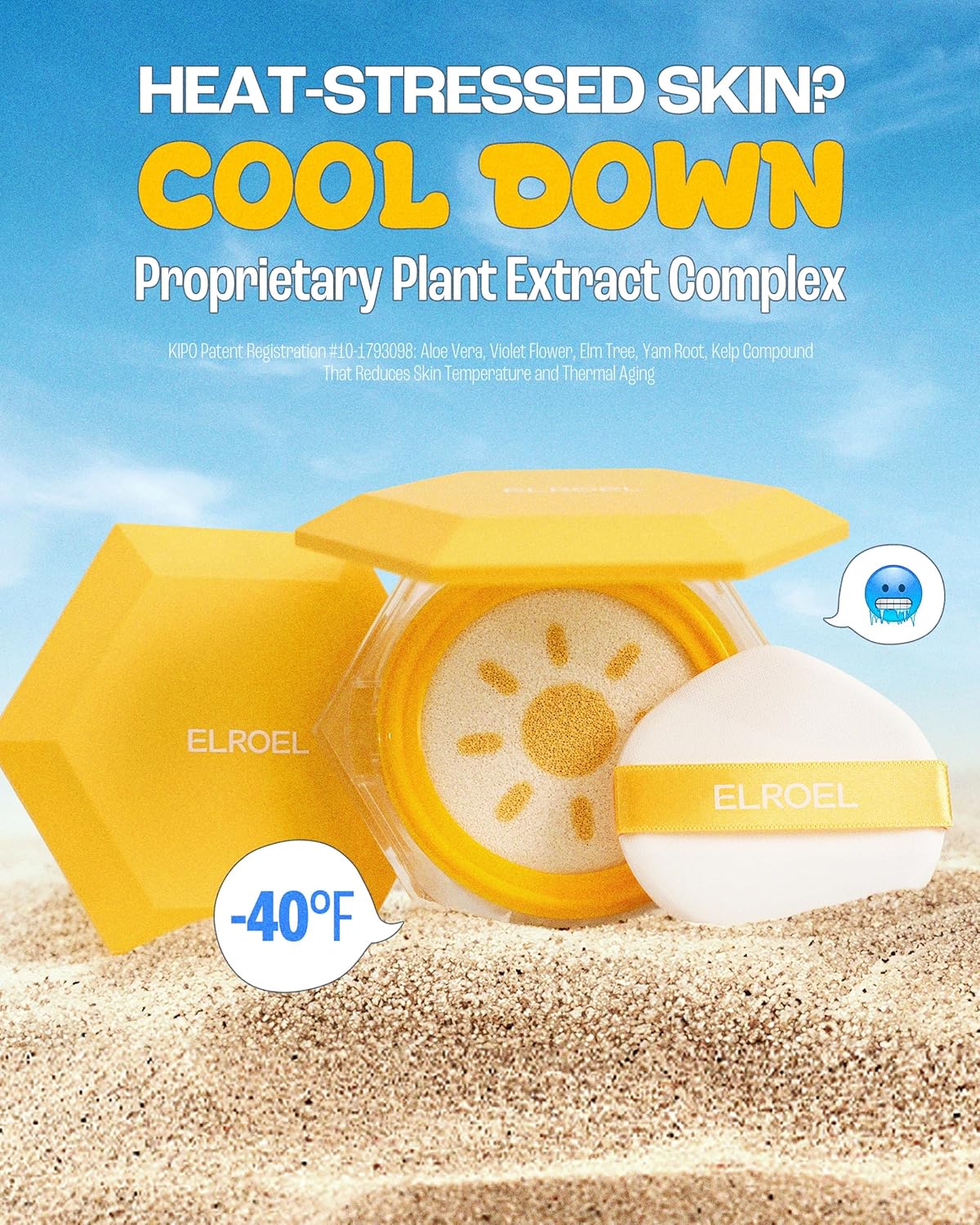 ELROEL Pang Pang Big Sun Cushion Plus - Protector solar de amplio espectro SPF50+ PA++++