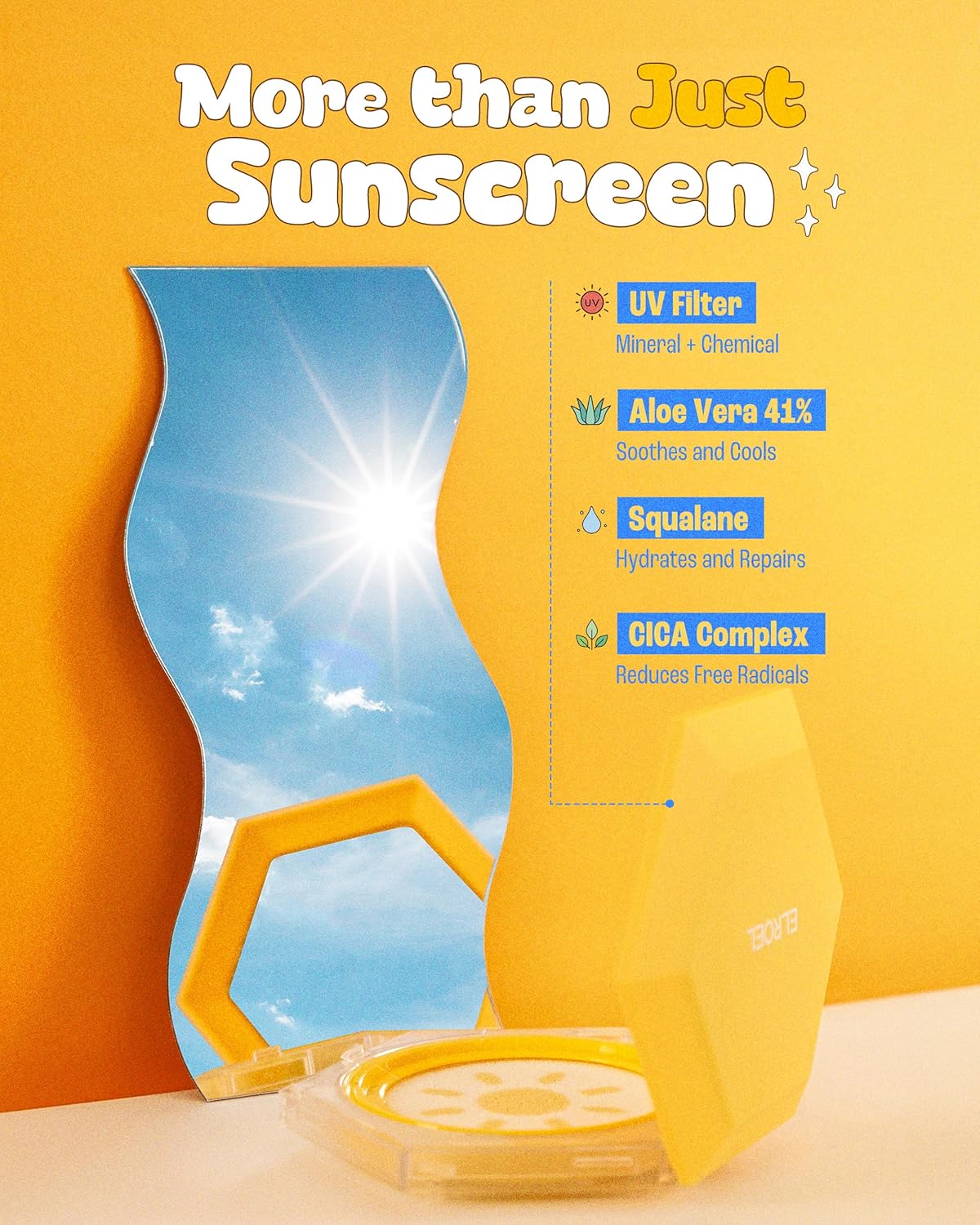 ELROEL Pang Pang Big Sun Cushion Plus - Protector solar de amplio espectro SPF50+ PA++++