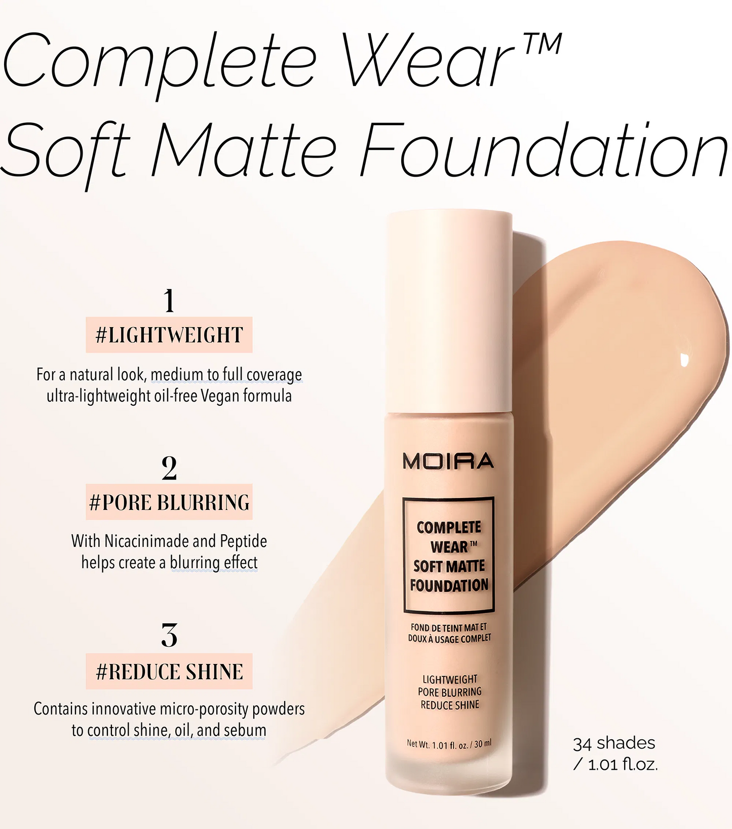 Moira  Base Complete Wear Soft Matte Foundation