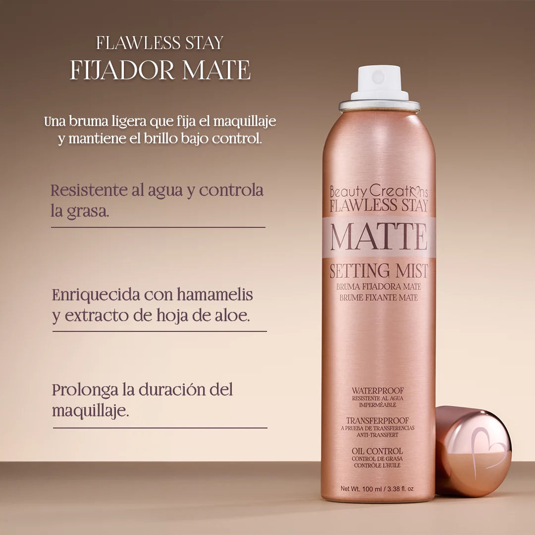 Beauty Creations Flawless Stay – Spray Aerosol Fijador Mate 100ml
