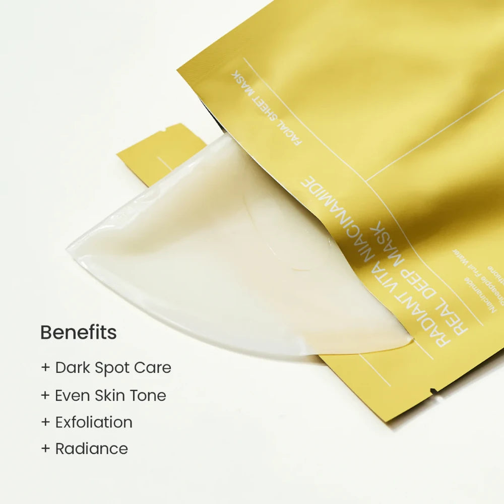 Biodance Radiant Vita Niacinamide Real Deep Mask – 4 mascarillas × 34 g